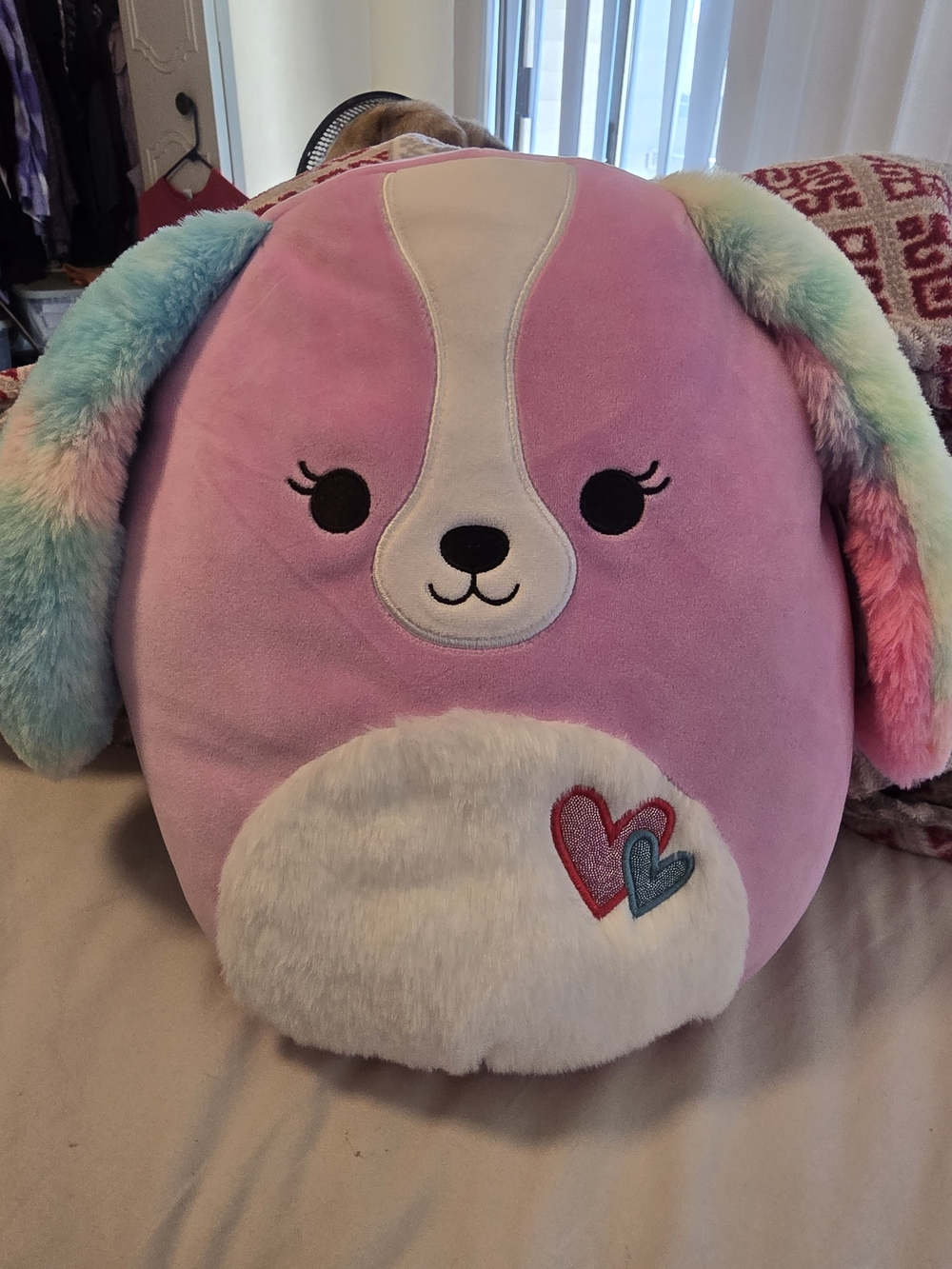 Squishmallows Pink Plush Bunny with Rainbow Ears